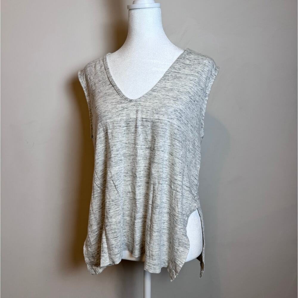 Aritzia Babaton V-Neck Linen Flowy Side Slit Tank Top - XS